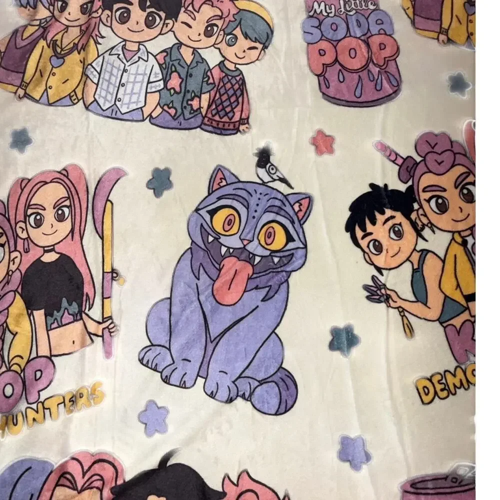 KPop Demon Hunters Fleece Throw Blanket My Little Soda Pop Plush NWOT Soft Rumi